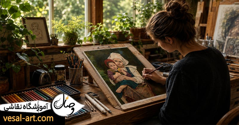 انتخاب مدل برای نقاشی با مداد رنگی 